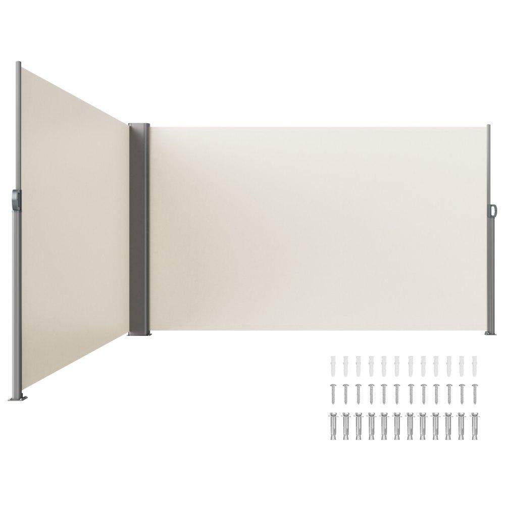 Landscaping & Shade | Beige Retractable 63”*236” Awning-Rugged Full Aluminum Rust-Proof; Patio Sunshine Screen; Privacy Divider; Wind Screen. Longer Service Life, Suitable for Courtyard, Roof Terraces and Pools Beige Landscaping & Shade Beige