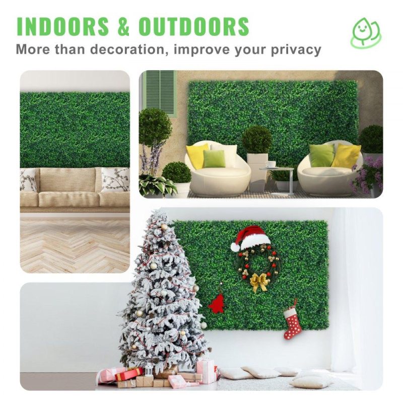 Landscaping & Shade | 12PCS 24″x16″ Grass Wall Panels for 32 SQ Feet, Boxwood Hedge Wall Panels, Artificial Grass Backdrop Wall 1.6″, Privacy Hedge Screen UV Protected for Outdoor Indoor Garden Fence Backyard Landscaping & Shade Landscaping & Shade