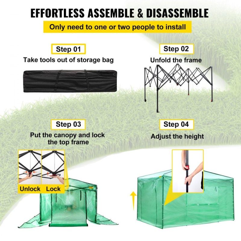 Landscaping & Shade | 12’x 8’x 8′ Pop-Up Greenhouse, Set Up in Minutes, Portable Greenhouse with Doors & Windows. High Strength PE Cover & Powder-Coated Steel Construction Landscaping & Shade Landscaping & Shade