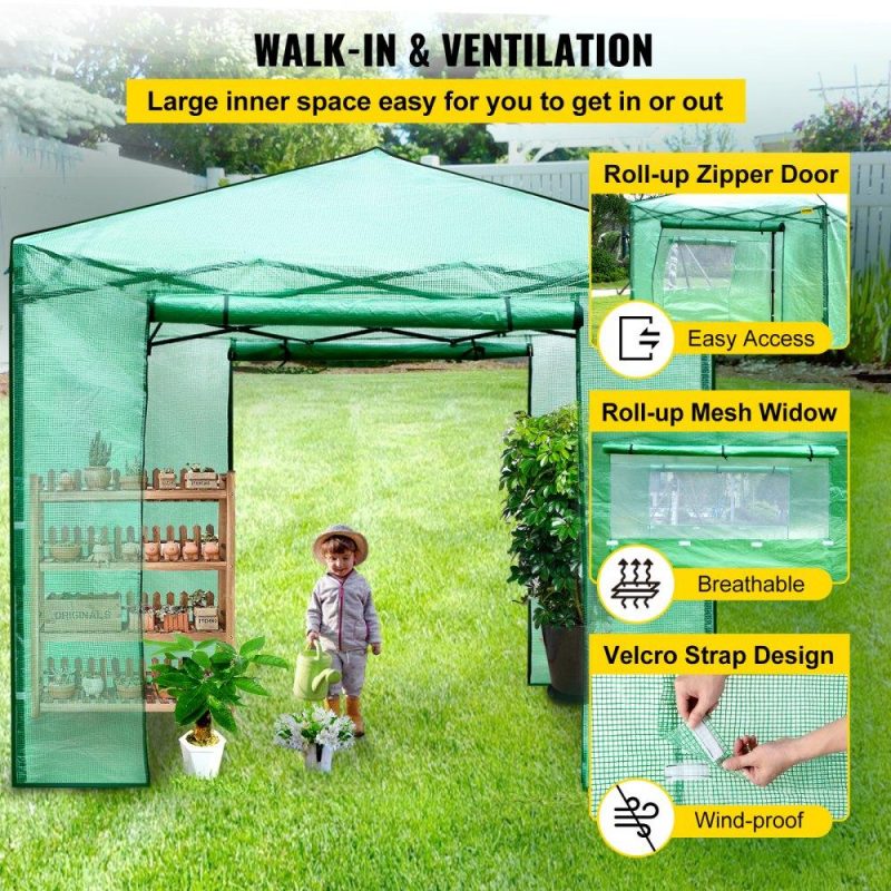 Landscaping & Shade | 12’x 8’x 8′ Pop-Up Greenhouse, Set Up in Minutes, Portable Greenhouse with Doors & Windows. High Strength PE Cover & Powder-Coated Steel Construction Landscaping & Shade Landscaping & Shade