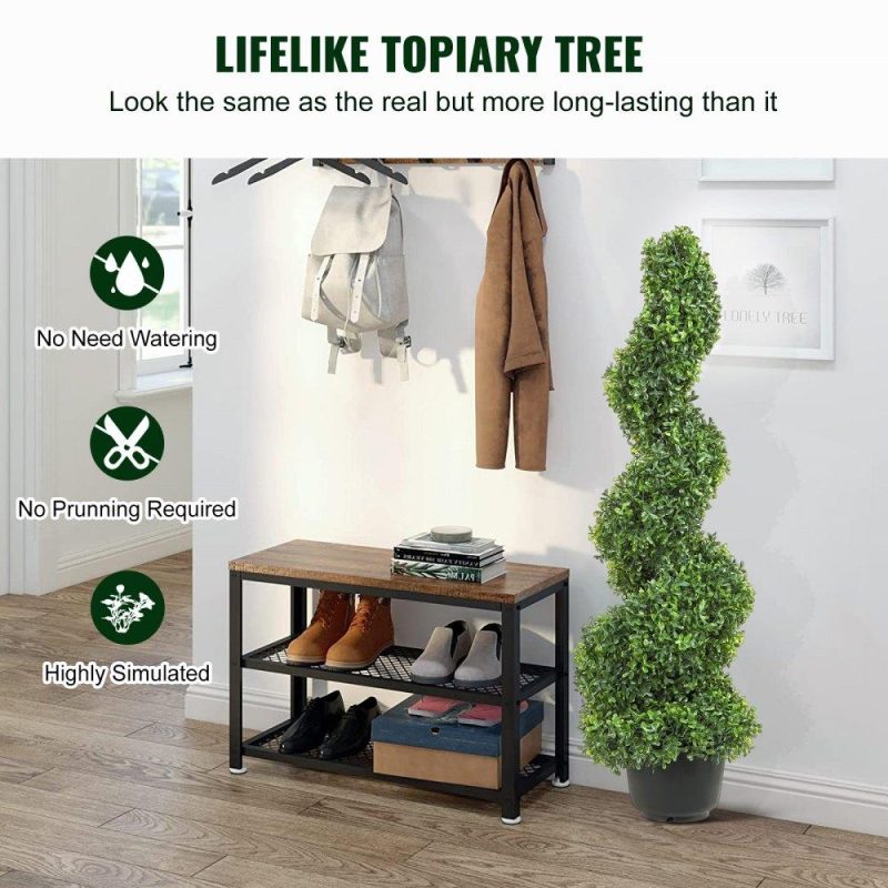 Landscaping & Shade | 2 pcs. Artificial Boxwood Tower Topiary Spiral Artificial Plant 122cm high Decorative Plant Green Plastic PE Iron Topiary Plants incl. 10 pcs. Replacement Leaves Landscaping & Shade Landscaping & Shade