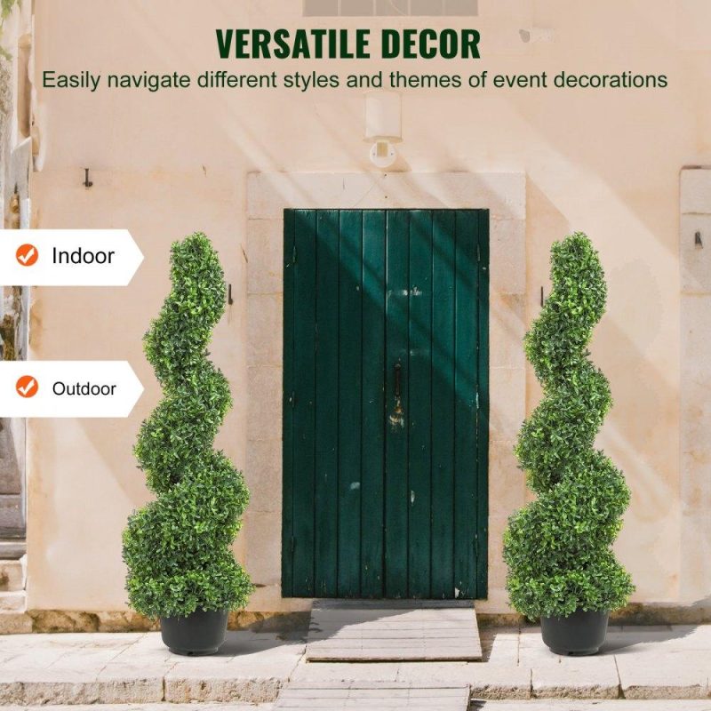 Landscaping & Shade | 2 pcs. Artificial Boxwood Tower Topiary Spiral Artificial Plant 122cm high Decorative Plant Green Plastic PE Iron Topiary Plants incl. 10 pcs. Replacement Leaves Landscaping & Shade Landscaping & Shade