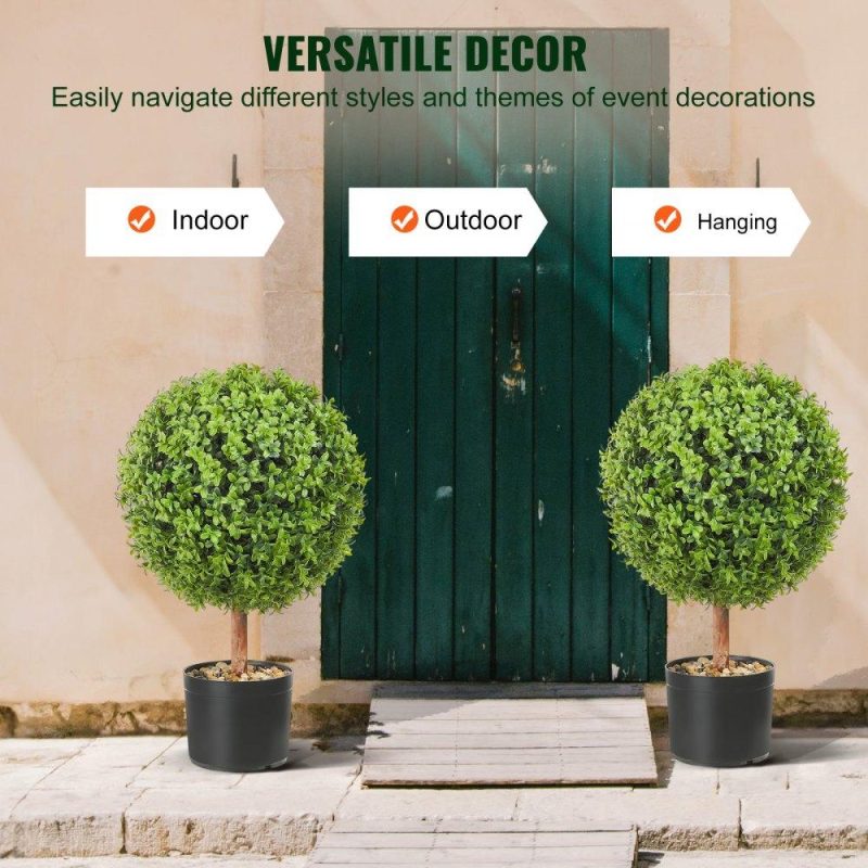 Landscaping & Shade | 2x Artificial Boxwood Ball Ø40,6cm Garden Deco Boxwood in Flowerpot Ball Artificial Boxwood Ball Artificial Plant made of PE, Wood, PP incl. 4 pcs. Decorative butterflies and 10 pcs. Replacement Landscaping & Shade Landscaping & Shade