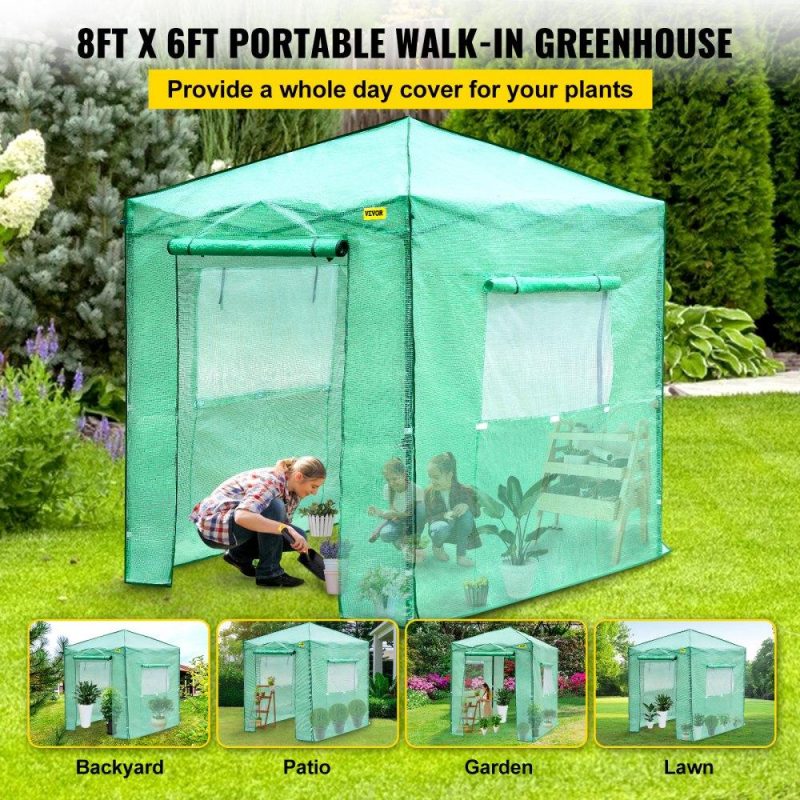 Landscaping & Shade | 8’x 6’x 8′ Pop-Up Greenhouse, Set Up in Minutes, Portable Greenhouse with Doors & Windows. High Strength PE Cover & Powder-Coated Steel Construction Landscaping & Shade Landscaping & Shade