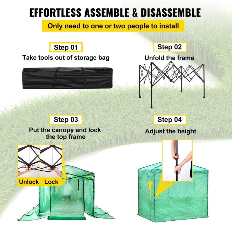 Landscaping & Shade | 8’x 6’x 8′ Pop-Up Greenhouse, Set Up in Minutes, Portable Greenhouse with Doors & Windows. High Strength PE Cover & Powder-Coated Steel Construction Landscaping & Shade Landscaping & Shade