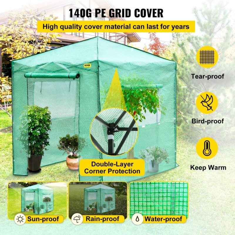 Landscaping & Shade | 8’x 6’x 8′ Pop-Up Greenhouse, Set Up in Minutes, Portable Greenhouse with Doors & Windows. High Strength PE Cover & Powder-Coated Steel Construction Landscaping & Shade Landscaping & Shade