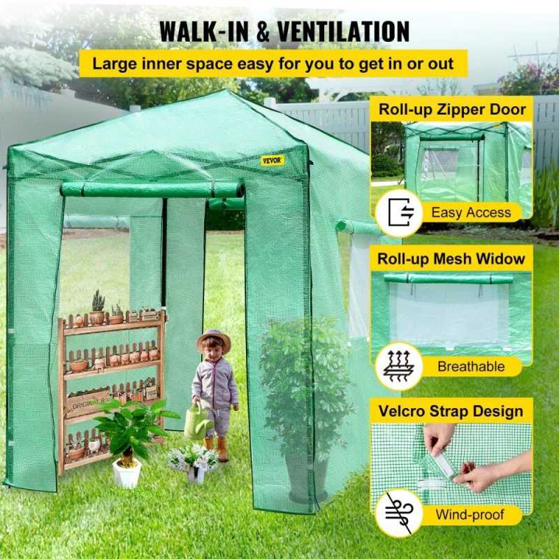 Landscaping & Shade | 8’x 6’x 8′ Pop-Up Greenhouse, Set Up in Minutes, Portable Greenhouse with Doors & Windows. High Strength PE Cover & Powder-Coated Steel Construction Landscaping & Shade Landscaping & Shade