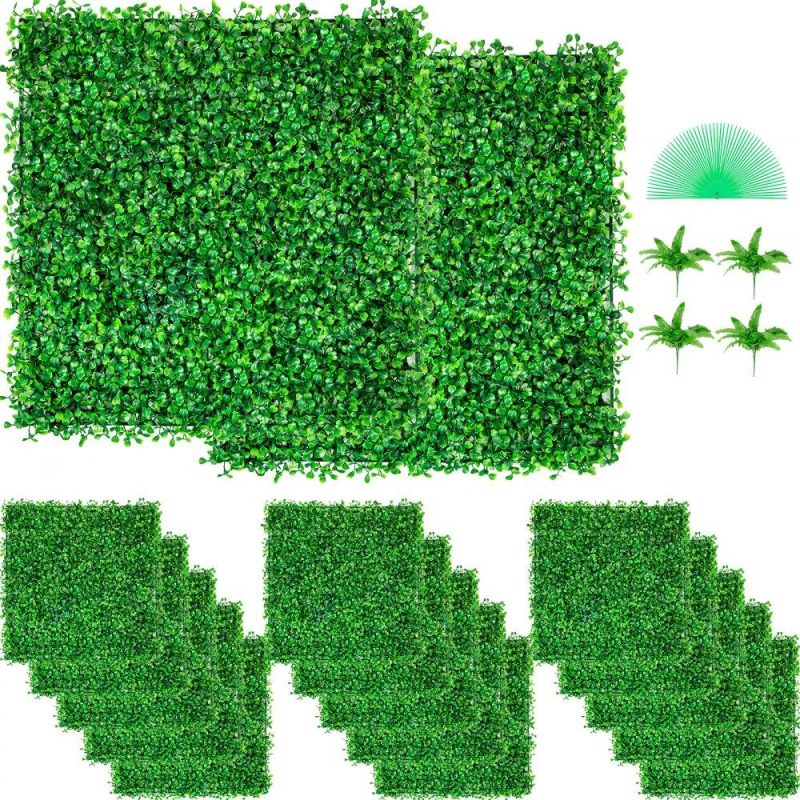 Landscaping & Shade | Artificial Boxwood Panel UV 48pcs Boxwood Hedge Wall Panels Artificial Grass Backdrop Wall 10X10″ 4cm Green Grass Wall Fake Hedge for Decor Privacy Fence Indoor Outdoor Garden Backyard Landscaping & Shade Landscaping & Shade