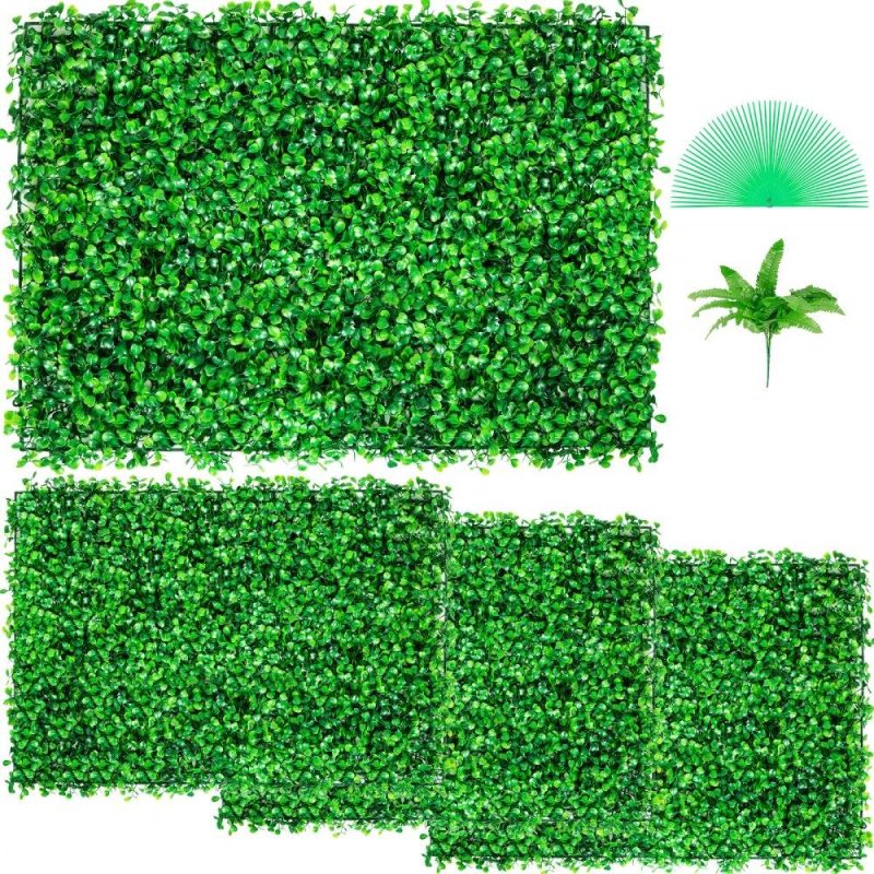 Landscaping & Shade | Artificial Boxwood Panel UV 4pcs Boxwood Hedge Wall Panels Artificial Grass Backdrop Wall 24X16″ 4 cm Green Grass Wall Fake Hedge for Decor Privacy Fence Indoor Outdoor Garden Backyard Landscaping & Shade Landscaping & Shade