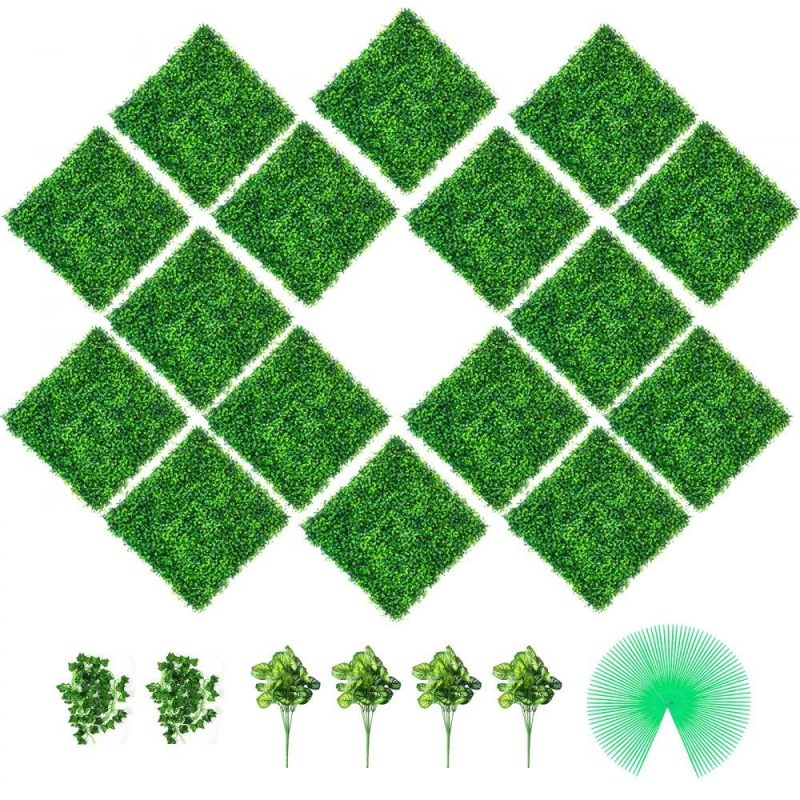 Landscaping & Shade | Artificial Boxwood Panels, 16 PCS 20″x20″ Boxwood Hedge Wall Panels, PE Artificial Grass Backdrop Wall 1.6″, Privacy Hedge Screen for Decoration of Outdoor, Indoor, Garden, Fence, and Backyard Landscaping & Shade Landscaping & Shade