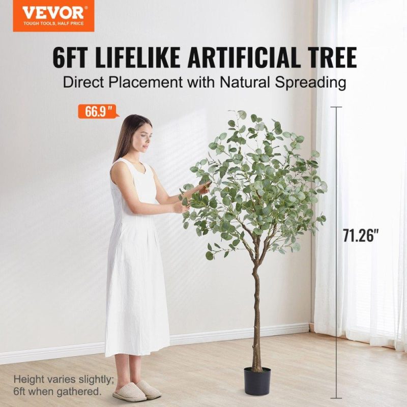 Landscaping & Shade | Artificial Eucalyptus Tree, 6 FT Tall Faux Plant, Secure PE Material & Anti-Tip Tilt Protection Low-Maintenance Plant, Lifelike Green Fake Potted Tree for Home Office Decor Indoor Outdoor Landscaping & Shade Landscaping & Shade