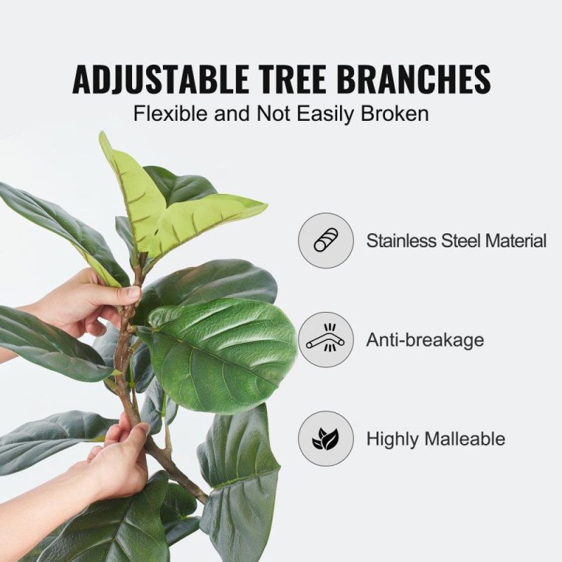 Landscaping & Shade | Artificial Fiddle Leaf Fig Tree, 4 FT, Secure PE Material & Anti-Tip Tilt Protection Low-Maintenance Faux Plant, Lifelike Green Fake Potted Tree for Home Office Warehouse Decor Indoor Outdoor Landscaping & Shade Landscaping & Shade