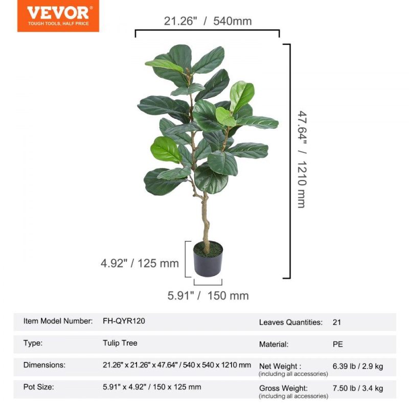 Landscaping & Shade | Artificial Fiddle Leaf Fig Tree, 4 FT, Secure PE Material & Anti-Tip Tilt Protection Low-Maintenance Faux Plant, Lifelike Green Fake Potted Tree for Home Office Warehouse Decor Indoor Outdoor Landscaping & Shade Landscaping & Shade