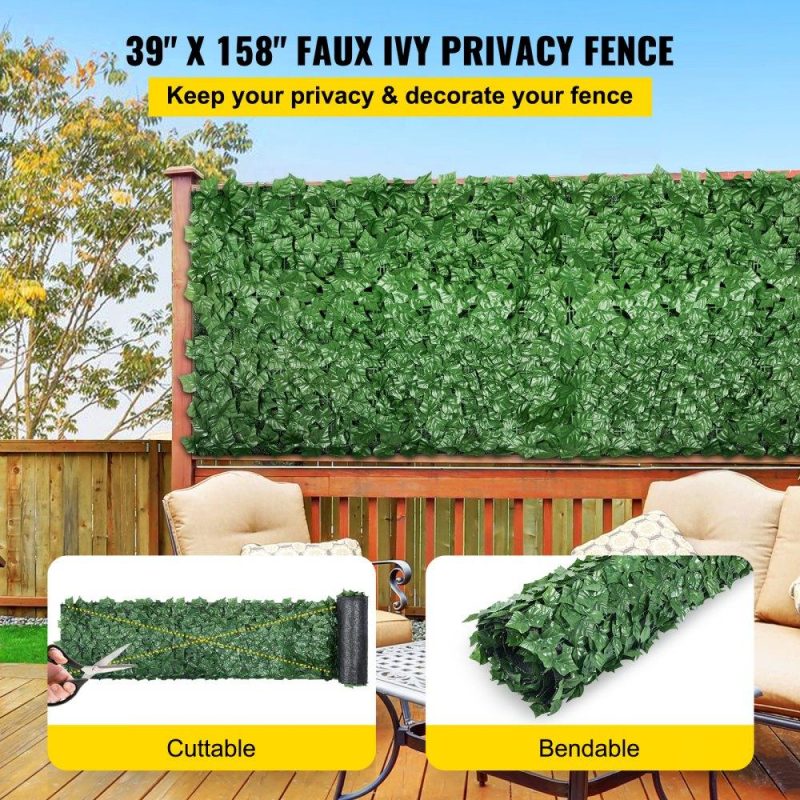 Landscaping & Shade | Artificial Ivy Privacy Fence Screen, 39″x158″ Ivy Fence, PP Faux Ivy Leaf Artificial Hedges Fence, Faux Greenery Outdoor Privacy Panel Decoration for Garden, Decor, Balcony, Patio, Indoor Landscaping & Shade Landscaping & Shade