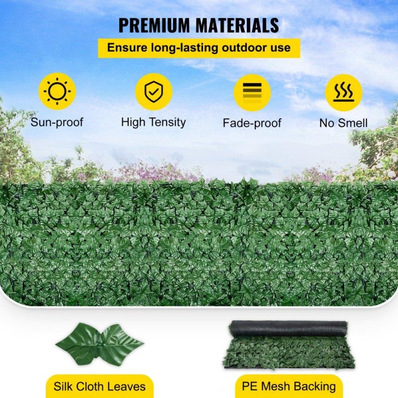 Landscaping & Shade | Artificial Ivy Privacy Fence Screen, 39″x158″ Ivy Fence, PP Faux Ivy Leaf Artificial Hedges Fence, Faux Greenery Outdoor Privacy Panel Decoration for Garden, Decor, Balcony, Patio, Indoor Landscaping & Shade Landscaping & Shade