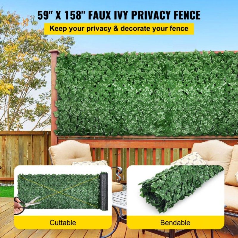 Landscaping & Shade | Artificial Ivy Privacy Fence Screen, 59″x158″ Ivy Fence, PP Faux Ivy Leaf Artificial Hedges Fence, Faux Greenery Outdoor Privacy Panel Decoration for Garden, Decor, Balcony, Patio, Indoor Landscaping & Shade Landscaping & Shade