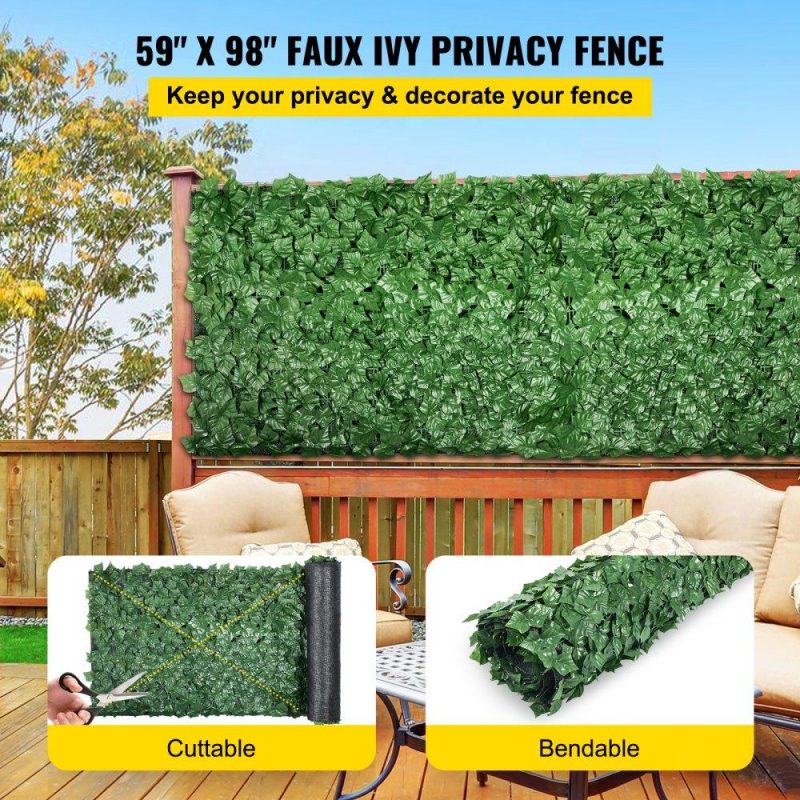 Landscaping & Shade | Artificial Ivy Privacy Fence Screen, 59″x98″ Ivy Fence, PP Faux Ivy Leaf Artificial Hedges Fence, Faux Greenery Outdoor Privacy Panel Decoration for Garden, Decor, Balcony, Patio, Indoor Landscaping & Shade Landscaping & Shade