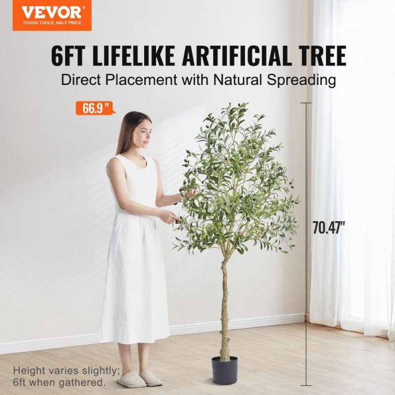 Landscaping & Shade | Artificial Olive Tree, 6 FT Tall Faux Plant, Secure PE Material & Anti-Tip Tilt Protection Low-Maintenance Plant, Lifelike Green Fake Potted Tree for Home Office Warehouse Decor Indoor Outdoor Landscaping & Shade Landscaping & Shade