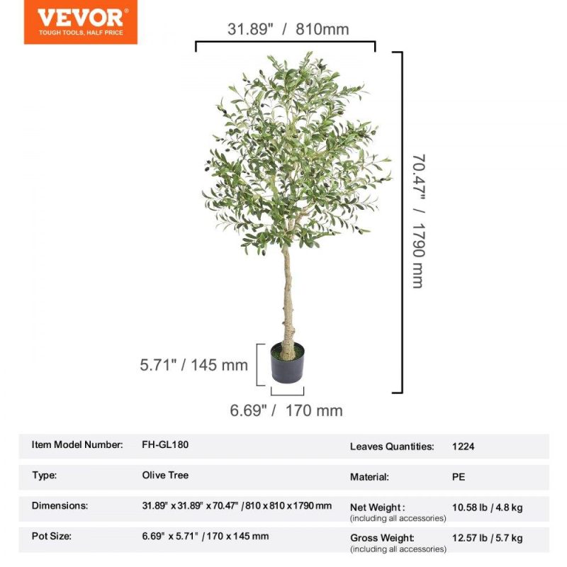 Landscaping & Shade | Artificial Olive Tree, 6 FT Tall Faux Plant, Secure PE Material & Anti-Tip Tilt Protection Low-Maintenance Plant, Lifelike Green Fake Potted Tree for Home Office Warehouse Decor Indoor Outdoor Landscaping & Shade Landscaping & Shade