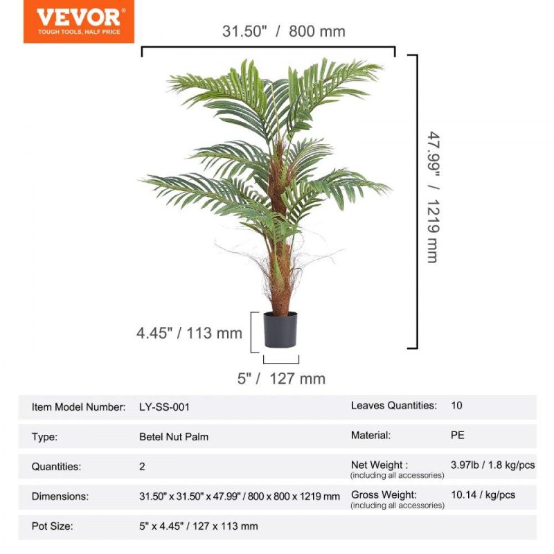 Landscaping & Shade | Artificial Palm Tree, 4 FT Tall Faux Plant, Secure PE Material & Anti-Tip Tilt Protection Low-Maintenance Plant, Lifelike Green Fake Tree for Home Office Warehouse Decor Indoor Outdoor Landscaping & Shade Landscaping & Shade