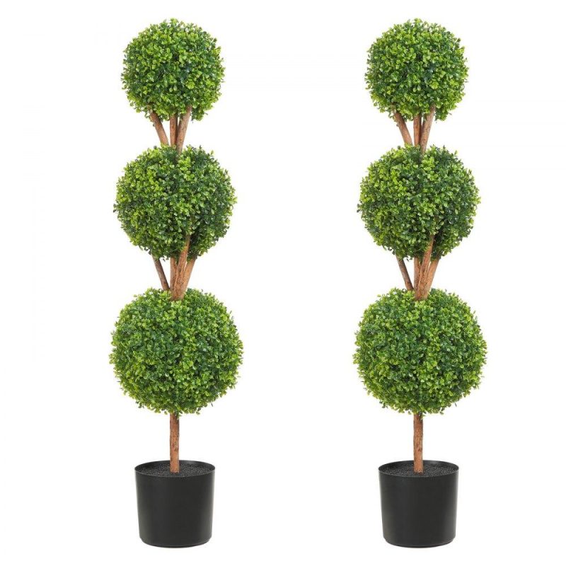 Landscaping & Shade | Artificial Topiaries Boxwood Trees, 48 inch Tall (2 Pieces), 3 Ball-Shape Faux Topiaries Plant with Planters, Green Feaux Plant w/ Replaceable Leaves & Port for Decorative Indoor/Outdoor/Garden Landscaping & Shade Landscaping & Shade