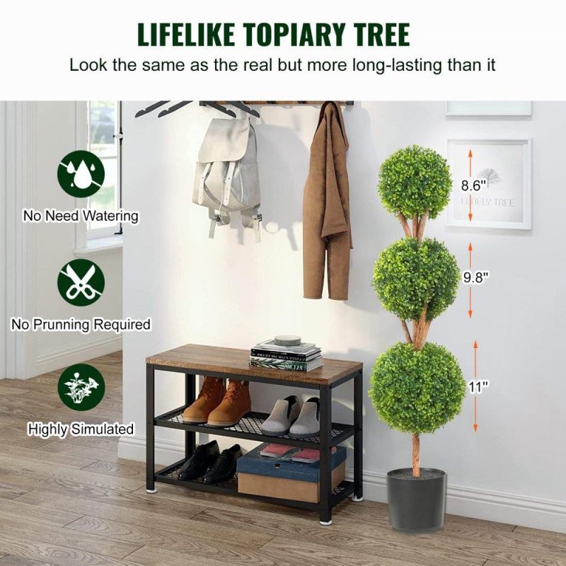 Landscaping & Shade | Artificial Topiaries Boxwood Trees, 48 inch Tall (2 Pieces), 3 Ball-Shape Faux Topiaries Plant with Planters, Green Feaux Plant w/ Replaceable Leaves & Port for Decorative Indoor/Outdoor/Garden Landscaping & Shade Landscaping & Shade