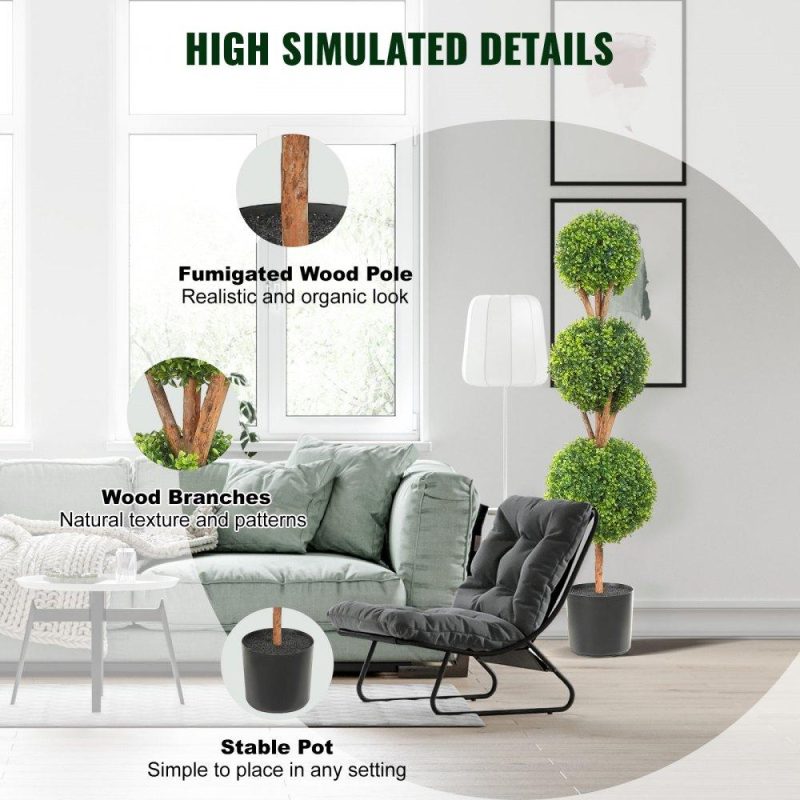 Landscaping & Shade | Artificial Topiaries Boxwood Trees, 48 inch Tall (2 Pieces), 3 Ball-Shape Faux Topiaries Plant with Planters, Green Feaux Plant w/ Replaceable Leaves & Port for Decorative Indoor/Outdoor/Garden Landscaping & Shade Landscaping & Shade