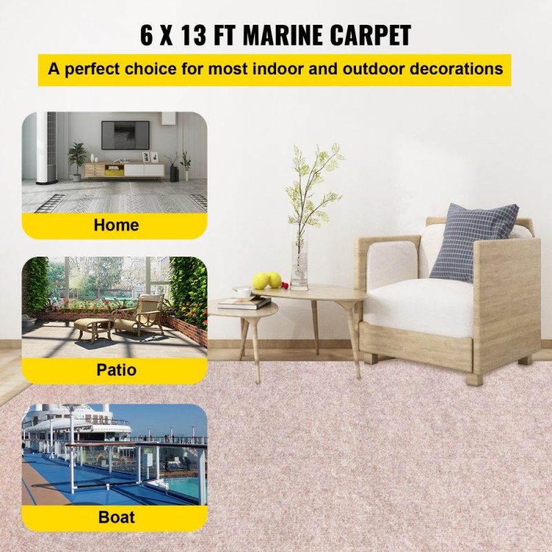 Landscaping & Shade | Boat Carpet, 6 ft x 13.1 ft Marine Carpet for Boats, Waterproof Light Brown Carpet with Marine Backing Anti-Slide Marine Grade Boat Carpet Cuttable Easy to Clean Patio Rugs Deck Rug Landscaping & Shade Landscaping & Shade