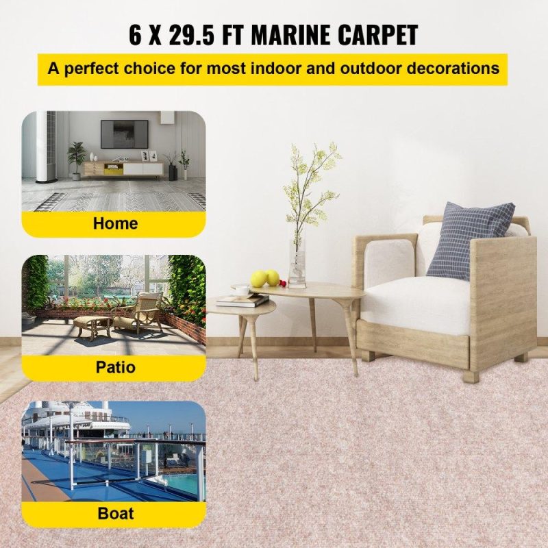 Landscaping & Shade | Boat Carpet, 6 ft x 29.5 ft Marine Carpet for Boats, Waterproof Light Brown Carpet with Marine Backing Anti-Slide Marine Grade Boat Carpet Cuttable Easy to Clean Patio Rugs Deck Landscaping & Shade Landscaping & Shade