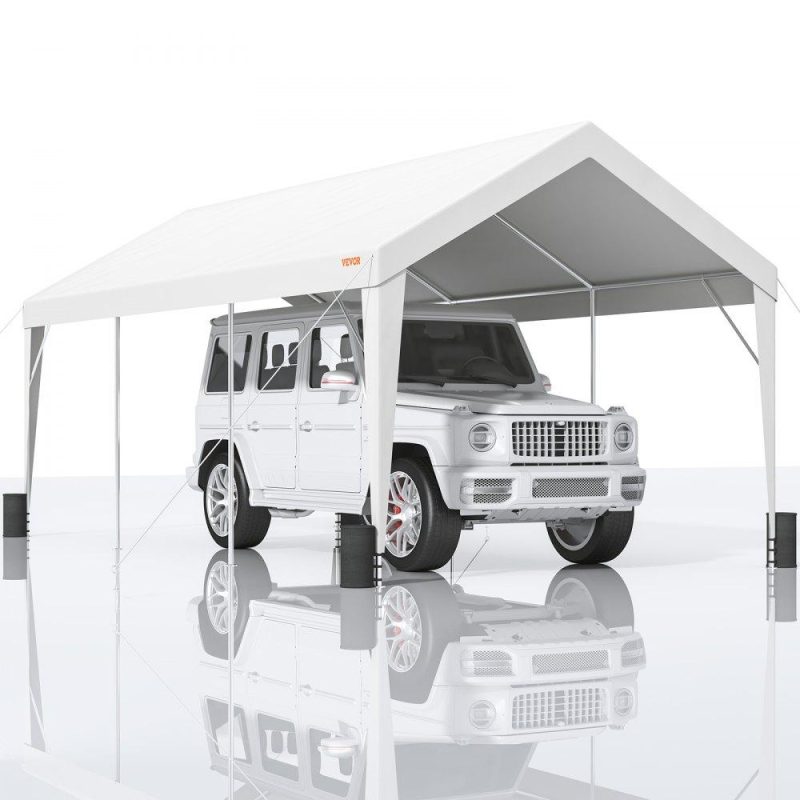 Landscaping & Shade | Carport, 10×20 ft Heavy Duty Car Canopy Garage Boat Shelter Party Tent with 8 Reinforced Poles and 4 Weight Bags, UV Resistant Waterproof All-Season Tarp for SUV, F150, Car, Truck, Boat White Landscaping & Shade Landscaping & Shade