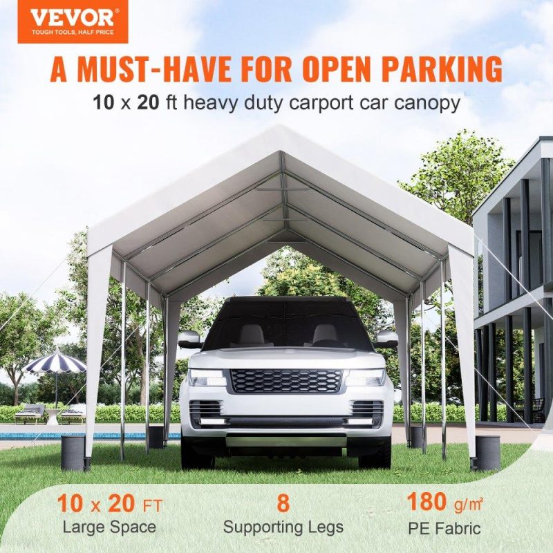 Landscaping & Shade | Carport, 10×20 ft Heavy Duty Car Canopy Garage Boat Shelter Party Tent with 8 Reinforced Poles and 4 Weight Bags, UV Resistant Waterproof All-Season Tarp for SUV, F150, Car, Truck, Boat White Landscaping & Shade Landscaping & Shade