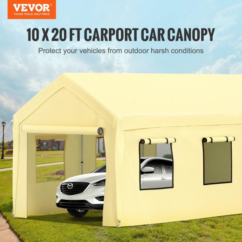 Landscaping & Shade | Carport Canopy Car Canopy 10 x 20ft w/ 8 Legs Sidewalls Windows Yellow Yellow Landscaping & Shade Landscaping & Shade