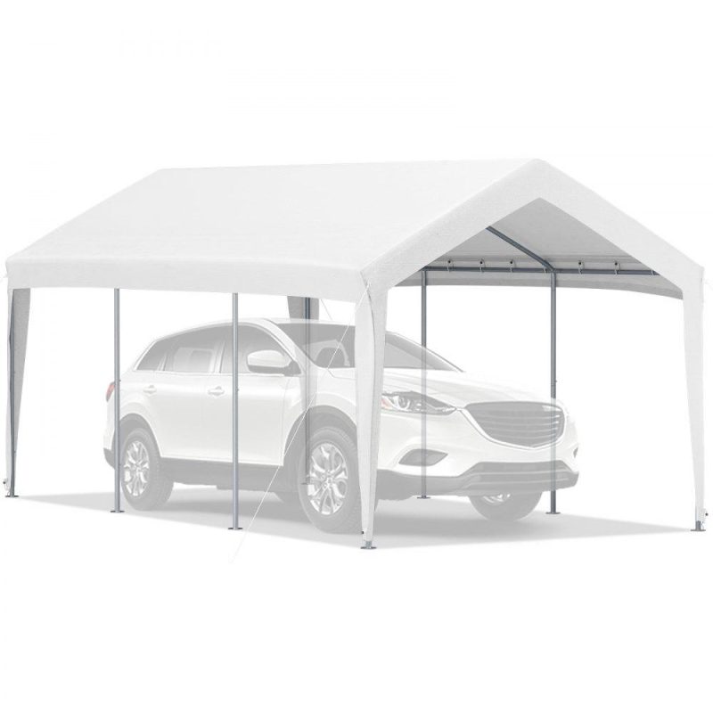 Landscaping & Shade | Carport Canopy Car Shelter Tent 10 x 20ft for Auto Boats with 8 Legs White White Landscaping & Shade Landscaping & Shade