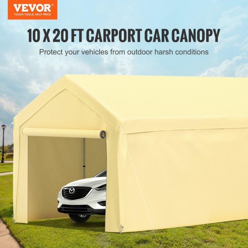 Landscaping & Shade | Carport Canopy Car Shelter Tent 10 x 20ft with 8 Legs and Sidewalls Yellow Yellow Landscaping & Shade Landscaping & Shade