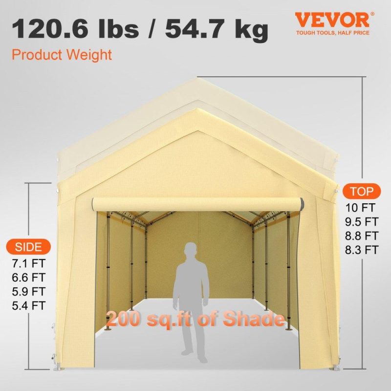 Landscaping & Shade | Carport Canopy Car Shelter Tent 10 x 20ft with 8 Legs and Sidewalls Yellow Yellow Landscaping & Shade Landscaping & Shade