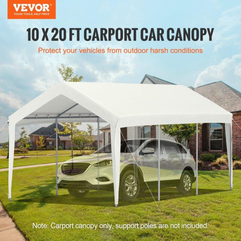 Landscaping & Shade | Carport Car Canopy, 10 x 20 ft Heavy Duty Garage Shelter with 4 Legs, Car Garage Tent for Outdoor Party, Birthday, Garden, Boat, Car Shelter Tent White (Poles not included) Landscaping & Shade Landscaping & Shade