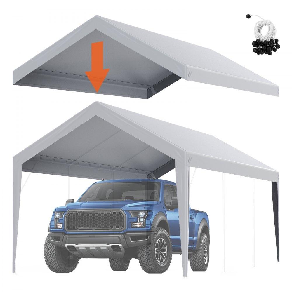 Landscaping & Shade | Carport Replacement Canopy Cover 10 x 20 ft, Garage Top Tent Shelter Tarp Heavy-Duty Waterproof & UV Protected, Easy Installation with Ball Bungees,Grey (Only Top Cover, Frame Not Include) Gray Landscaping & Shade Gray