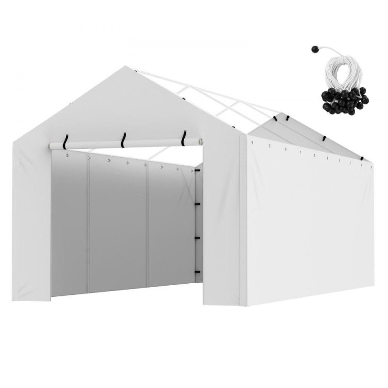 Landscaping & Shade | Carport Replacement Canopy Cover Side Wall 10 x 20 ft, Garage Tent Shelter Tarp Heavy-Duty Waterproof & UV Protected, Easy Installation with Ball Bungees,White (Top and Frame Not Included) White Landscaping & Shade Landscaping & Shade