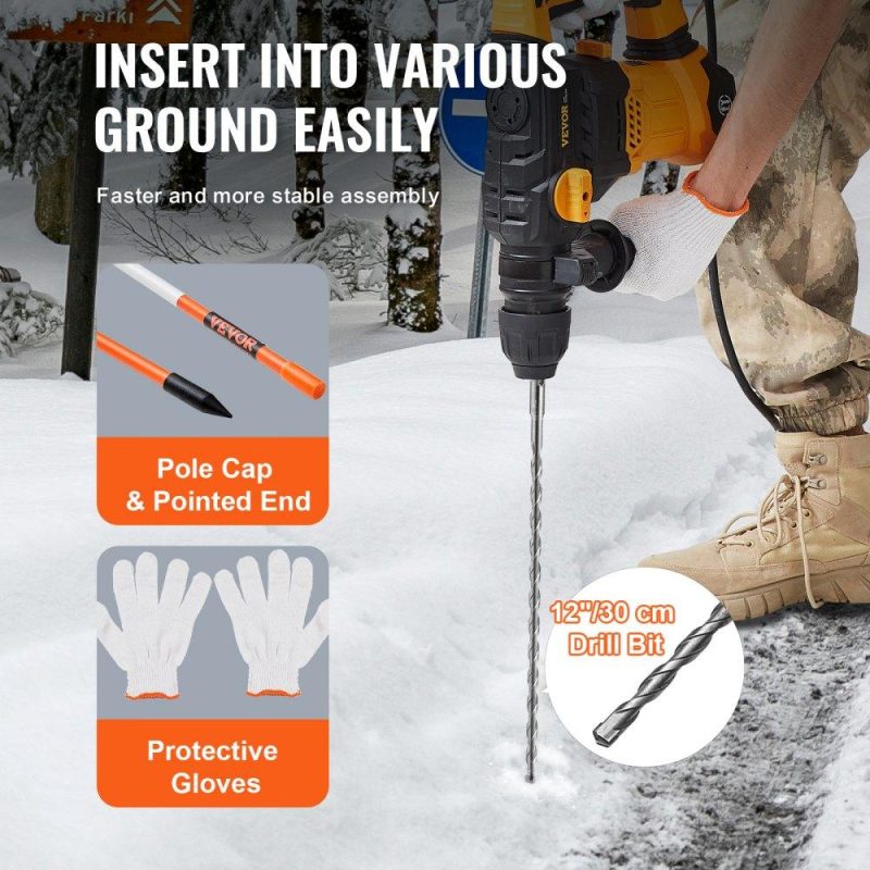 Landscaping & Shade | Driveway Markers, 100 PCS 48 inch, 0.4 inch Diameter, Orange Fiberglass Poles Snow Stakes with Reflective Tape, 12″ Steel Drill Bit & Protection Gloves for Parking Lots, Walkways Easy Visibility Landscaping & Shade Landscaping & Shade