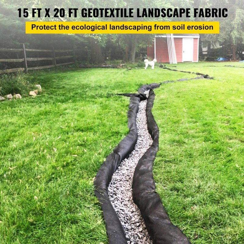 Landscaping & Shade | Garden Weed Barrier Fabric, 4OZ Heavy Duty Geotextile Landscape Fabric, 15ft x 20ft Non-Woven Weed Block Gardening Mat for Ground Cover, Weed Control Cloth, Landscaping, Underlayment, Black Landscaping & Shade Landscaping & Shade