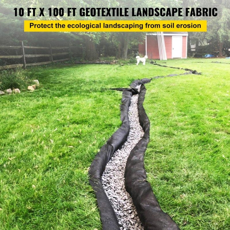 Landscaping & Shade | Garden Weed Barrier Fabric, 8OZ Heavy Duty Geotextile Landscape Fabric, 10ft x 100ft Non-Woven Weed Block Gardening Mat for Ground Cover, Weed Control Cloth, Landscaping, Underlayment, Black Landscaping & Shade Landscaping & Shade