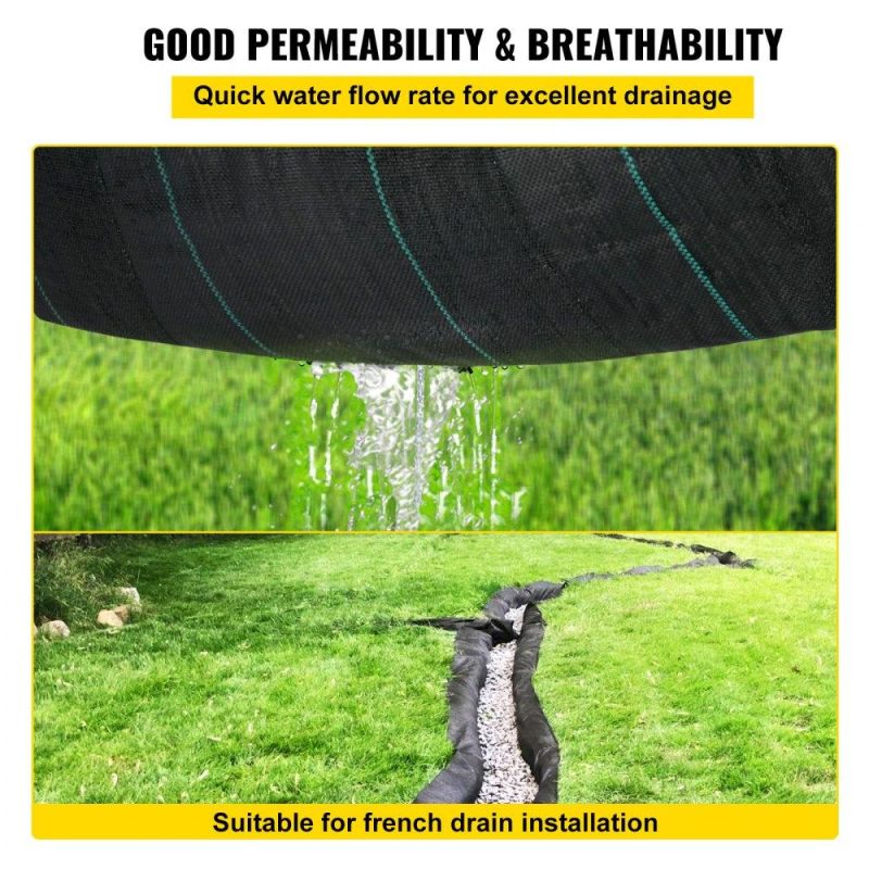 Landscaping & Shade | Geotextile Fabric, 6 x 300 ft 3oz Woven PP Driveway Drain Cloth w/ 600lbs Tensile Strength, Heavy Duty Underlayment for Soil Stabilization, Landscaping, Weed Barrier, 6FT300FT-3OZ, Black Landscaping & Shade Landscaping & Shade