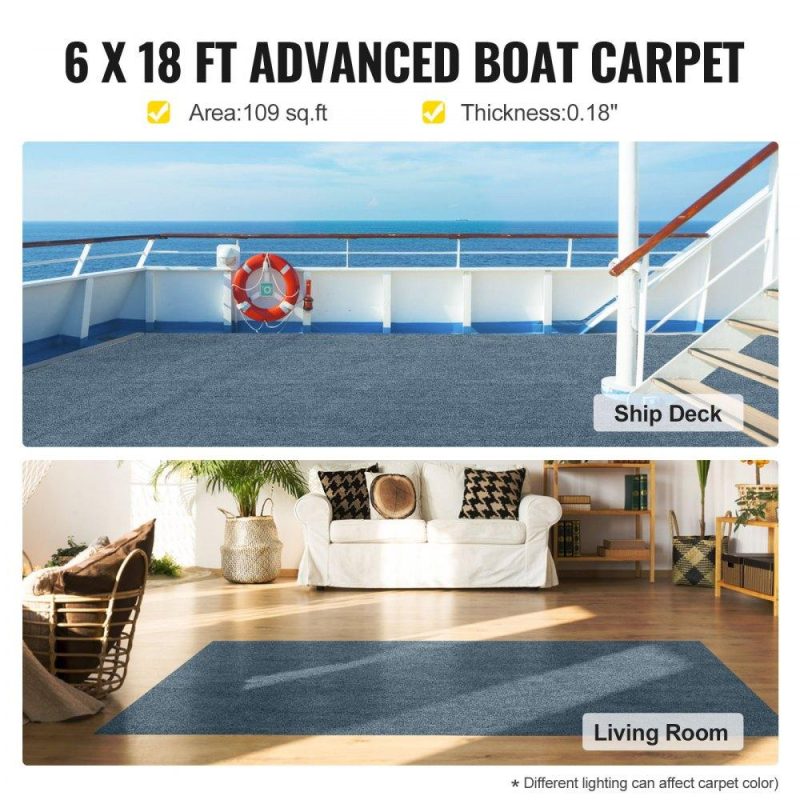 Landscaping & Shade | Gray Marine Carpet 6 ft x 18 ft Boat Carpet Rugs Indoor Outdoor Rugs for Patio Deck Anti-Slide TPR Water-Proof Back Cut Outdoor Marine Carpeting Easy Clean Outdoor Carpet Roll Landscaping & Shade Landscaping & Shade