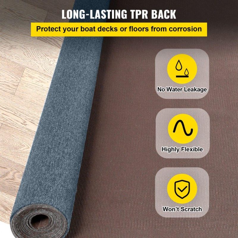 Landscaping & Shade | Gray Marine Carpet 6 ft x 18 ft Boat Carpet Rugs Indoor Outdoor Rugs for Patio Deck Anti-Slide TPR Water-Proof Back Cut Outdoor Marine Carpeting Easy Clean Outdoor Carpet Roll Landscaping & Shade Landscaping & Shade