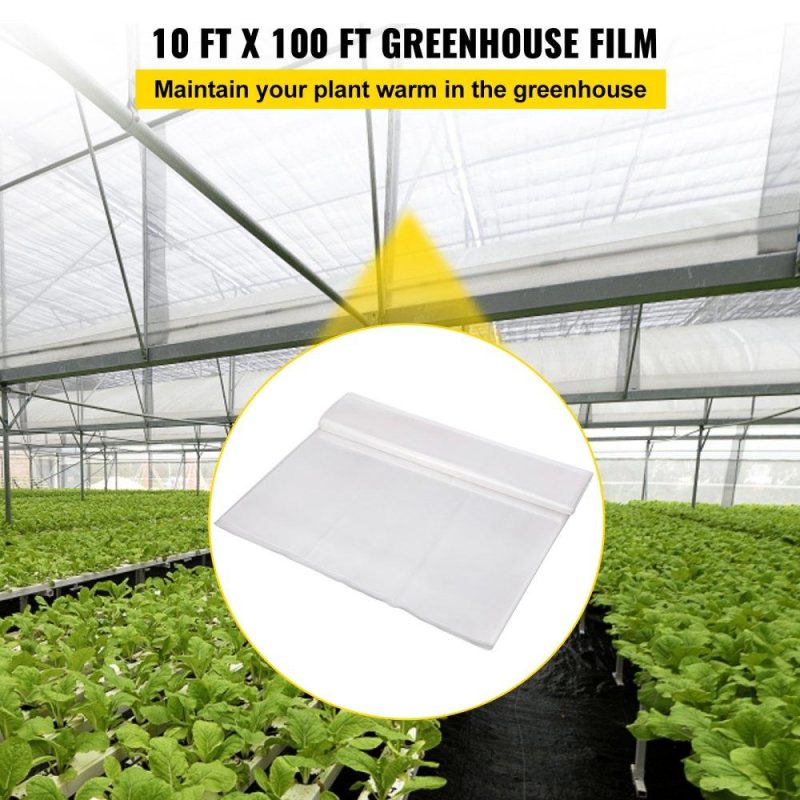 Landscaping & Shade | Greenhouse Film, 10′ x 100′ Greenhouse Plastic Sheeting, 6 mil Thickness Suncover Greenhouse, 4 Year Clear Polyethylene Cover, UV Proof Farm Plastic Supply for Gardening, Farming and Agriculture Landscaping & Shade Landscaping & Shade