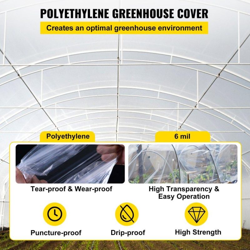 Landscaping & Shade | Greenhouse Film, 10′ x 100′ Greenhouse Plastic Sheeting, 6 mil Thickness Suncover Greenhouse, 4 Year Clear Polyethylene Cover, UV Proof Farm Plastic Supply for Gardening, Farming and Agriculture Landscaping & Shade Landscaping & Shade