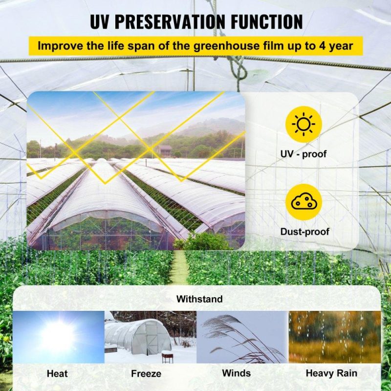 Landscaping & Shade | Greenhouse Film, 10′ x 100′ Greenhouse Plastic Sheeting, 6 mil Thickness Suncover Greenhouse, 4 Year Clear Polyethylene Cover, UV Proof Farm Plastic Supply for Gardening, Farming and Agriculture Landscaping & Shade Landscaping & Shade