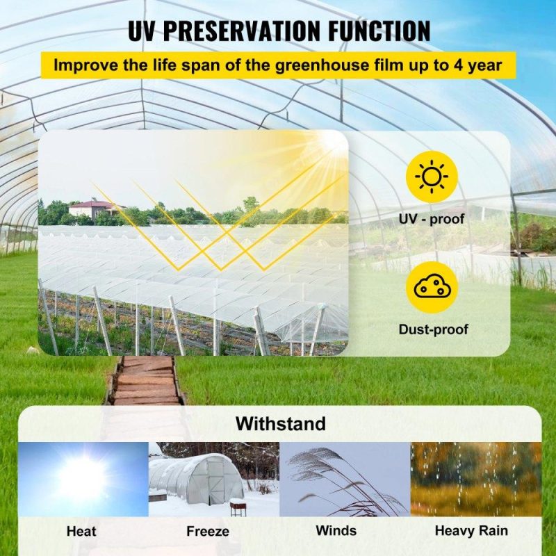 Landscaping & Shade | Greenhouse Film, 24′ x 100′ Greenhouse Plastic Sheeting, 6 mil Thickness Suncover Greenhouse, Clear Polyethylene Cover, UV Proof Farm Plastic Supply for Gardening, Farming and Agriculture Landscaping & Shade Landscaping & Shade