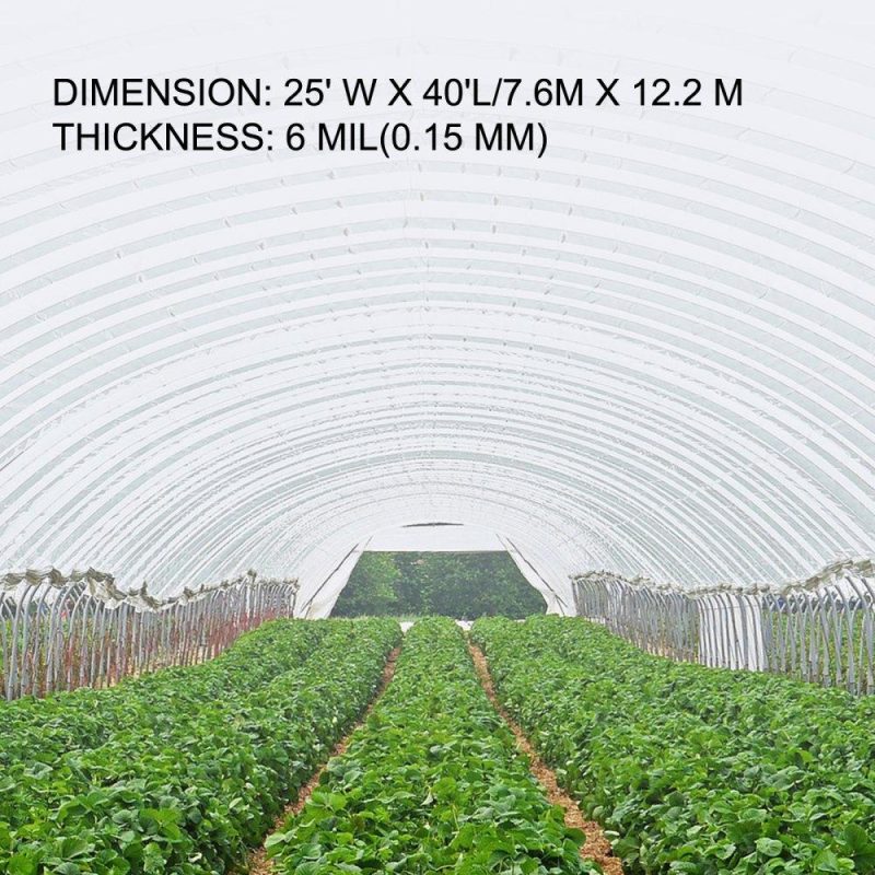 Landscaping & Shade | Greenhouse Film 25 x 40 ft, Greenhouse Polyethylene Film 6 Mil Thickness, Greenhouse Plastic Greenhouse Clear Plastic Film UV Resistant, Polyethylene Film Keep Warming, Superior Strength Landscaping & Shade Landscaping & Shade