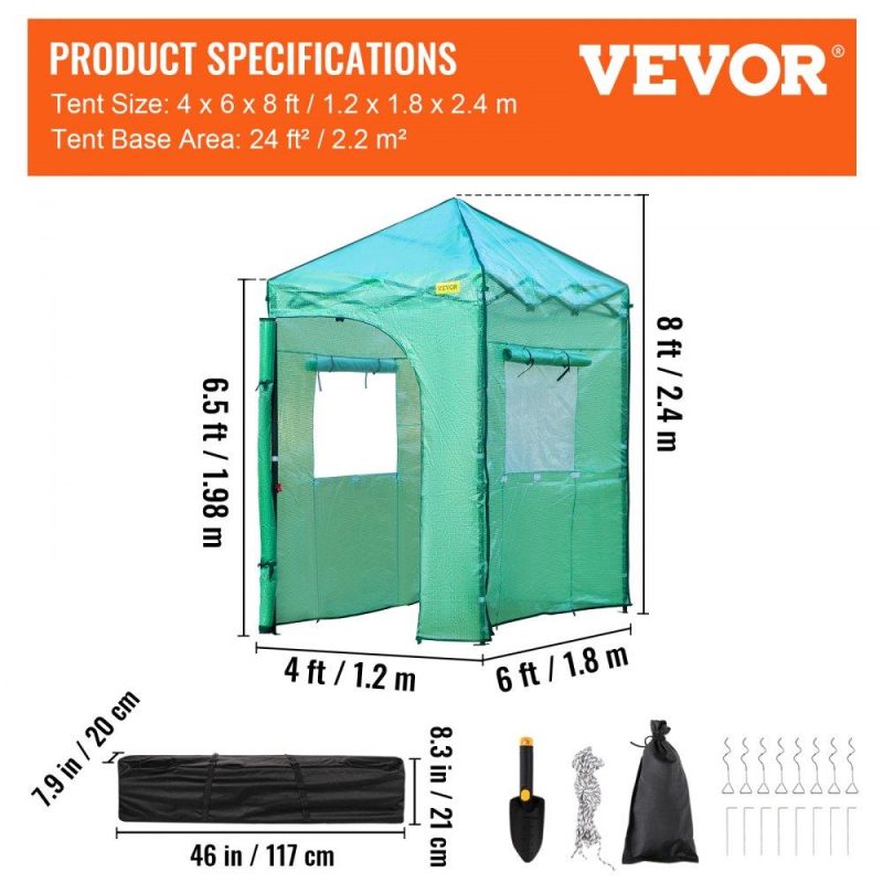 Landscaping & Shade | Greenhouse Portable Walk-in Hot Green House Tent 6′ x 4′ x 8′ Plant Garden Landscaping & Shade Landscaping & Shade